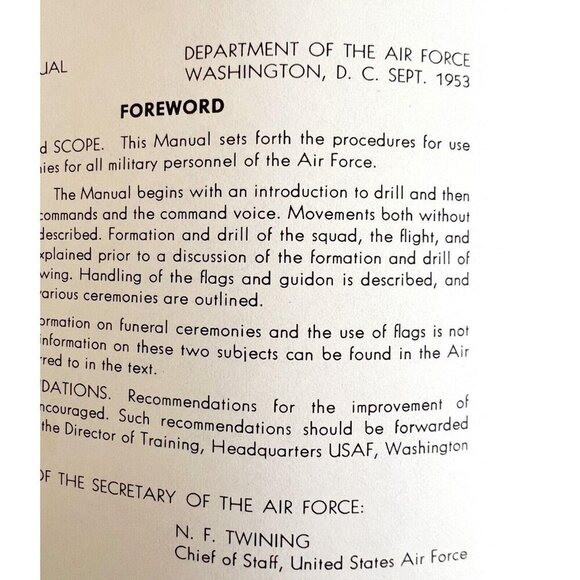 United States Air Force Drill & Ceremonies 1953 SC 1st Edition Militaria DWMM - Picture 7 of 7